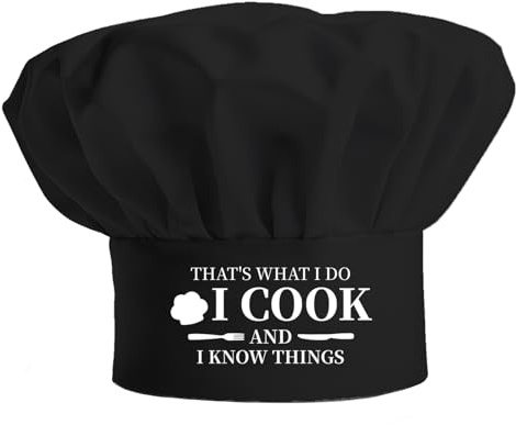 PLIGREAT Funny Chef Hat Cucina Regolabile Cappello da Cucina Nero Baker Grill BBQ Berretto da Cucina Questo è quello che faccio io cucina Cappelli da Chef per Uomini Donne Padre Madre Marito Moglie