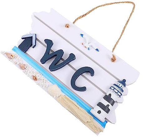 Targa Wc in Resina Stile Costiero Corda, 1 Pezzo Decorativa | Cartello Indicazione Direzione Chiara, Facile da Usare, per Bagni Pubblici e Luoghi Panoramici