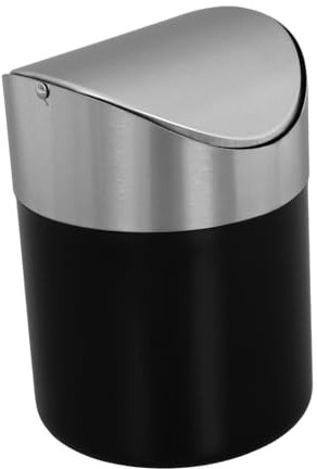 CAXUSD Mini Papelera De Escritorio Con Tapa Abatible Ideal Para Escritorio y Baño Acero Inoxidable