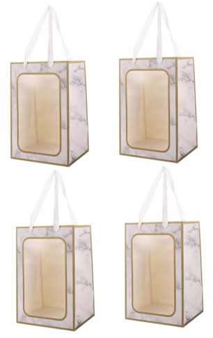 PACKOVE 4stücke Geschenktüte Mit Transparentem Fenster Papiertasche Für Geschenke Durchsichtiges Fensterdesign Praktische Verpackungstasche