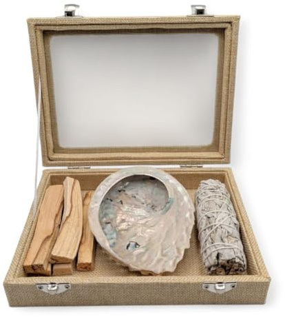 Coffret de Purification Complet avec Sauge, Palo Santo & Coquille d’Ormeau – Rituel énergétique – pour éliminer Les énergies négatives