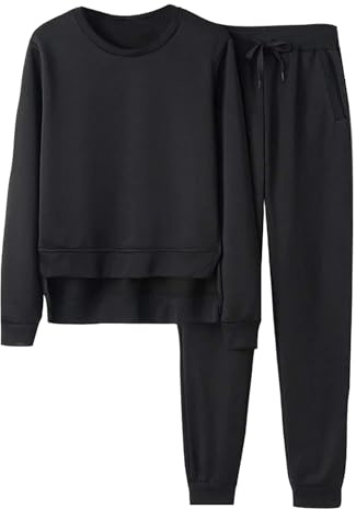 Yekdmxop Combinaison de sport pour femme 2 pièces légère de gymnastique automne hiver Curvy Jogging Tracksuit Fitness Sweat femme sans capuche et pantalon de gym femme combinaison de Causal pour la