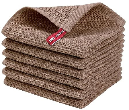 Panni per la pulizia della casa, 6 pezzi, panno per la pulizia della casa, tessuto puro, asciugamano da cucina per lavare i piatti, grasso, panno ad asciugatura rapida (caffè, taglia unica)