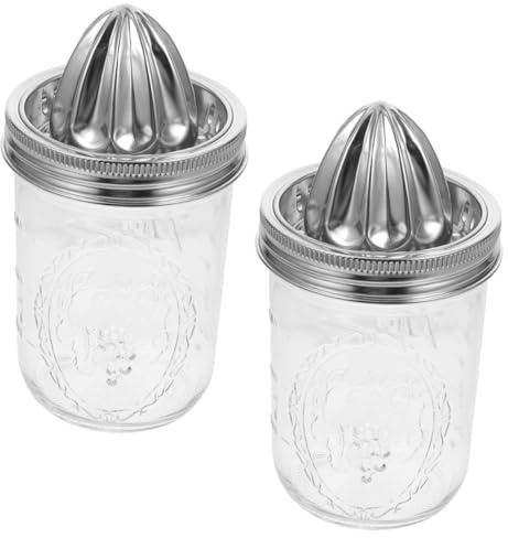 Manuelle Zitruspresse 2 Stück aus Edelstahl und Glas 480ml | Zitronen und Trauben, Ergonomisches Design, Schnell Beim Auspressen, für Küche und Milchtee Shop