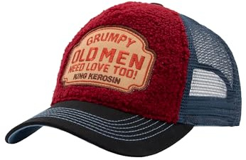 King Kerosin Herren Trucker Cap · Mit Kuscheliger Teddyfront · Kappe · Snapback · Mit Mesheinsatz · Vintage · Retro · Grumpy Old Men Need Love Too