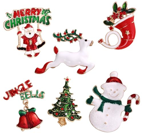 6 Pcs Spilla Natalizia, Spille Natale, Albero di Natale Spille per le Donne, per Zaini, Cappelli, Giacche, Decorazioni per Costumi Natalizi