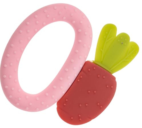Yardwe Silicone Infant Teething Toy Carrot Shape Baby Chewing Toy with Cartoon Design to Relieve Gum Discomfort and Massage Gums, Food-Grade Safe Teether for Babies