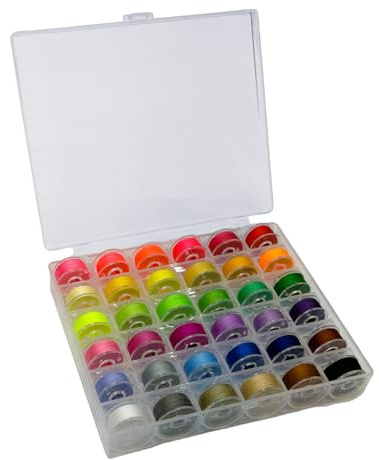 Nybrax 36 Farben Nähmaschinen-Spulen-Set, Polyester-Nähgarn in Aufbewahrungsbox, Nähgarn für Haushaltsnähmaschinen, Geeignet für Brother, Babylock, Singer und die meisten Haushaltsnähmaschinen