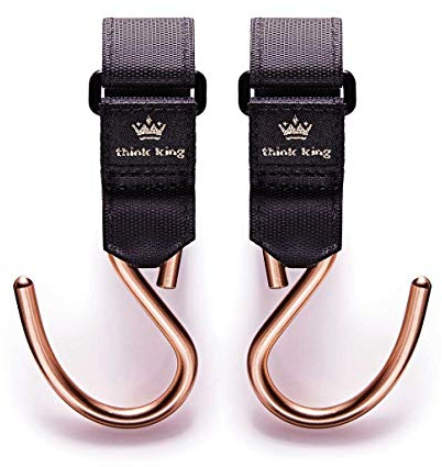 Think King Mighty Buggy Hook Lot de 2 crochets de poussette en aluminium avec revêtement antidérapant