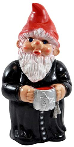 RAKSO Deko Figur Zwerg Mönch H 29 cm Gartenzwerg Pfarrer Gartenfigur stehend aus Kunststoff