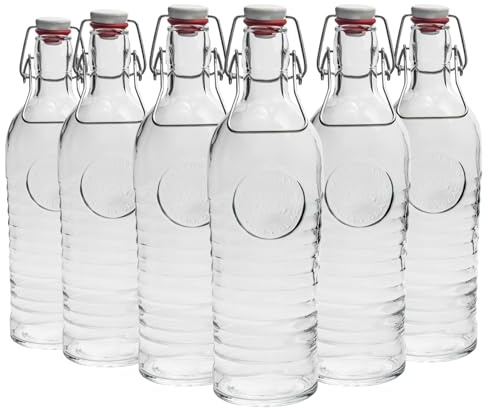 Bormioli Rocco Officina 1825 Tabla Botella servir agua Set con tapa basculante Top - 1,2 Litro - Paquete de 12