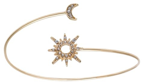 Holibanna Adjustable Arm Bracelet for Women Sun and Moon Arm Cuff Upper Bangle with Geometric Zirconia Fashion Jewellery 2.5 Inch