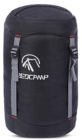 REDCAMP Nylon Compression Stuff Sack, Ultralight Sleeping Bag Compression Sack Great for Camping, Backpacking, Hiking, Black M