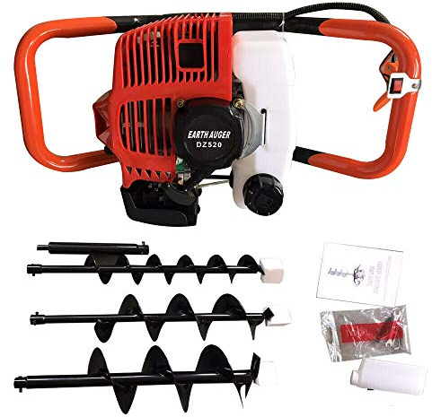 Erdlochbohrer Benzin Erdbohrer Brunnen Bohren Motorbohrer Mit 4 6 8 Bohrer Erdbohrgerät 1.7W/8500rpm Erdlochbohrer 52cc Pfahlbohrer mit 3 Bohrern neu