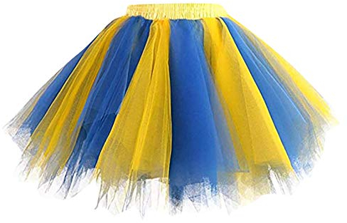 Lazzboy Tütü Damen Karneval Kostüm Tüllrock 50er Rock Kurz Ballett Unterrock Crinoline Petticoat Tutu Frauen Farbe Rockabilly Kleider Röcke Plissee Tanzrock Für Erwachsene