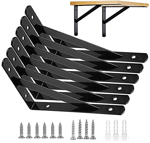 6 Stück Regalträger Abnehmbare Dreieckig Winkelträger, 90 Grad Rechtwinklig Wandmontage Regalhalterungen, 15 × 9.5 cm Regalträger Winkel Halterung Metall Schwerlastträger