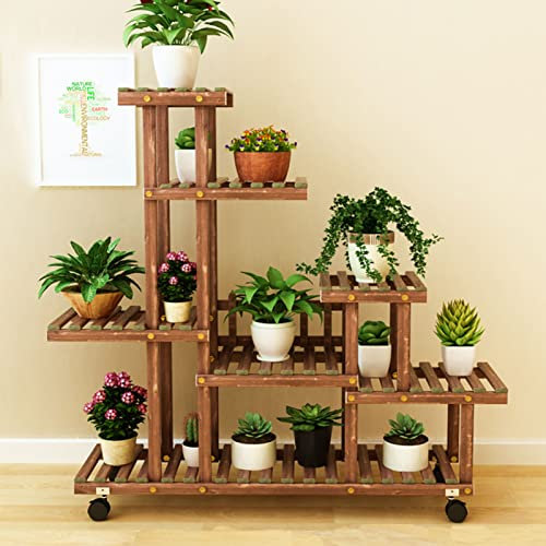 XJHOME Blumenregler Pflanze Stand Holzregal Mehrzweck-Dienstprogramm Lagerregale Regale für Gartengarten-Terrasse Balkon Schlafzimmer Töpfe Display Stand