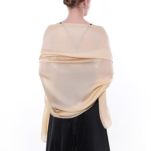 SWAT PANY Stola Damen Festlich Schultertuch Abendkleid Frauen Schal Beige Tücher Chiffon Stola Dünn Pashmina Sommer