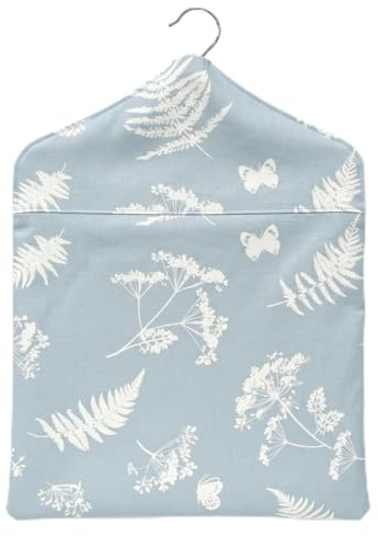 Jolee Fabrics Premium Oilcloth Peg Bags with Wooden Hanger - Large Waterproof Peg Bag, Clothes Clip Storage Perfect for Any Washing Line(Duck Egg Moorland)