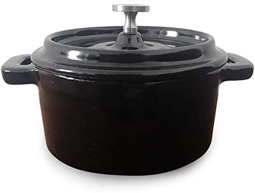 Casseroles avec couvercles Mini cocotte en Fonte Cocotte Ronde à Induction sans revêtement 10 cm Casserole individuelle (B)