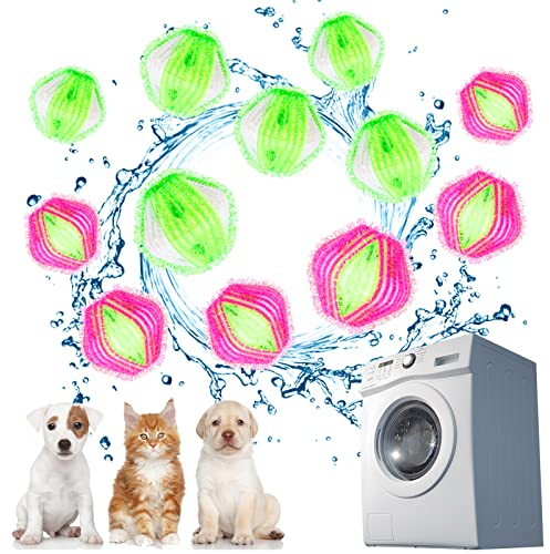 HMIEPRS 12PCS Pet Hair Remover Washing Balls for Laundry, Lint Remover Washing Machines for Dryer, Reusable Hair Catcher Lint Filters Pet Hair Catcher for Removing Pet Fur/Clothes/Bedding