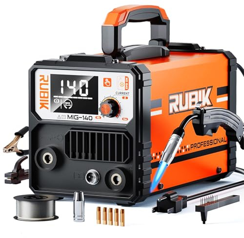 140A Gasless Mig Welder,110V FLUX MIG/ARC/Lift TIG Welding Machine,3 in 1 Mig Welder with Synergy and IGBT Inverter,110V Flux Core Welder with LCD Display