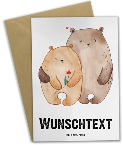 Mr. & Mrs. Panda Personalisierte Karte Bären Liebe - Geschenke, Hochzeitstag, Blume, Grußkarten Personalisiert, Kuscheln, Freundin, Grußkarte, individuelle, Verknallt, Ehe, personalisierbar, Beziehung