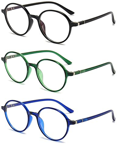 VEVESMUNDO Blaulichtfilter Lesebrille Runde Retro Groß Damen Herren Anti Blaulicht Lesehilf Sehhilfe Brille +1.0,+1.5,+2.0,+2.5,+3.0,+3.5,+4.0