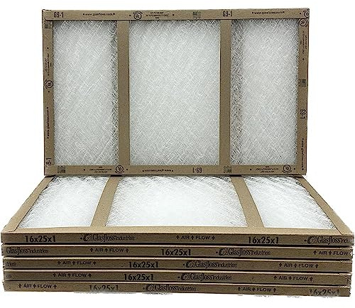 16x25x1 Fiberglass Air Filters, 6-Pack, AC & Furnace, Glasfloss