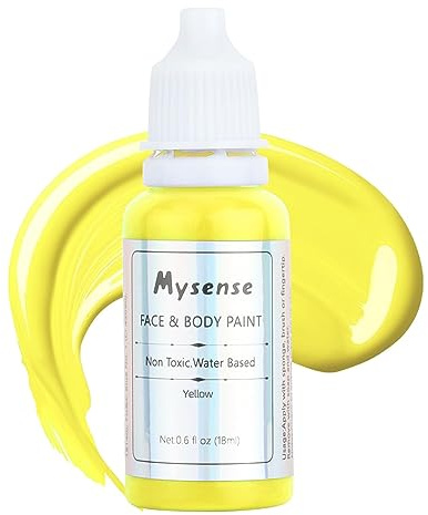 Mysense Yellow Face Body Paint,Water Based Washable Non-toxic Cream Body Paint for Adults,Halloween Costume SFX Cosplay Tiger Minions Makeup,0.6 OZ (18ml)