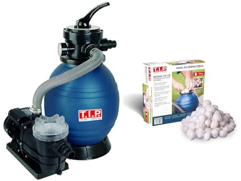 Bundle aus T.I.P. Sandfilteranlage Pool Filter Set SPF 250 F 30308 + T.I.P. Pool-Filtermaterial 700g, Filter Balls Waschbar, BEASAN 700 CB, 30446