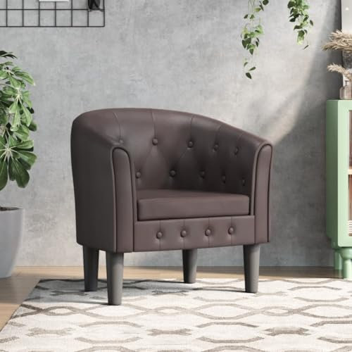 Festnight Clubsessel Sessel Cocktailsessel Armsessel Ledersessel Retro Einzelsessel Loungesessel Lesesessel Klein Relaxsessel Kunstleder Bürosessel Armchair Braun