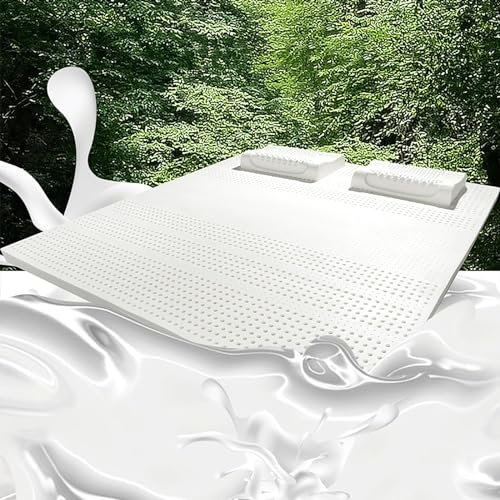 Llchaensc Bio-Latex-Matratze-Top, Mittlere Festigkeit,Honeycomb Pore Ventilation,Dicker Überlegener Druckrelief-Latex-Matratzen-Top Mit Baumwollabdeckung,3in,140x200cm(55x79in)