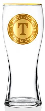 Onebttl Personalised Beer Glass for Men, Funny Custom Alcohol Gifts for Beer Lovers, Unique Christmas Birthday Gifts for Him, The Man The Myth The Legend, T