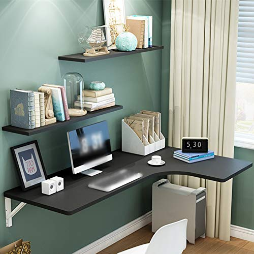 Moderner Wandtisch, runder, klappbarer Küchen-Esstisch, schwebender Computertisch, vom Boden bis zur Decke wandelbarer Schreibtisch, hängende Werkbank, Belastung 50 kg, 5 Farben (schwarz, 80