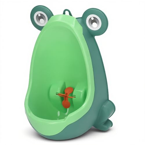 Töpfchen-Trainings-Urinal für Jungen, Niedliches Frosch-stehendes, an der Wand Montiertes Urinal mit Zielziel und Saugnapf, Badezimmer-Toilette-Pipi-Trainer für Kinder, (GREEN)