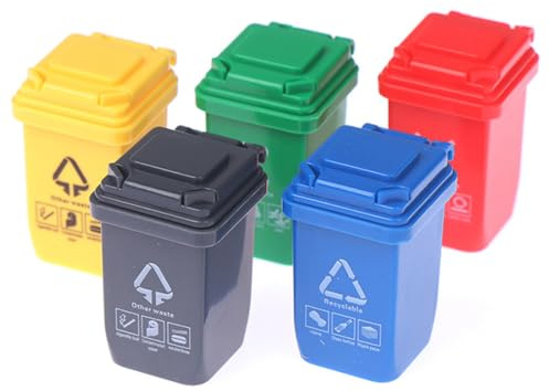 5 Stück Pack Mini Mülleimer für Puppenhaus Möbel Im Maßstab,Müll Sortierbehälter Mülltonnenspielzeug Müllspielzeug Mülleimer Spielzeuge Kinderspielzeug Spielzeug-Mülltonnen