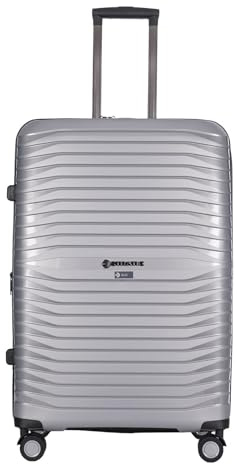 Stratic Bright+ Hartschalen-Koffer Trolley Koffer groß Reisekoffer, wasserabweisend, 4 Rollen, erweiterbar, TSA-Schloss (Größe L, Silver)