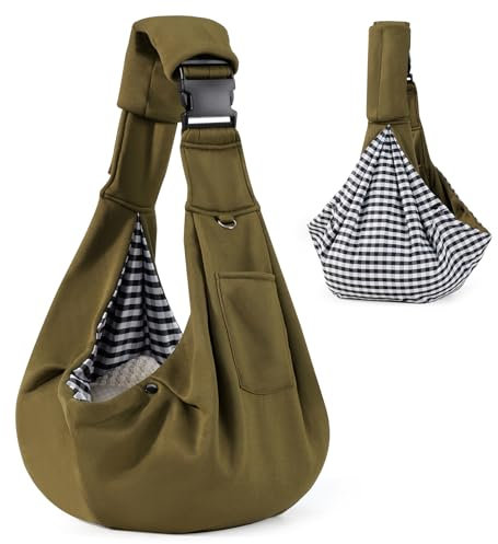 Valleycomfy Tragetuch Hund Haustier Hundetragebeute, Haustier Hundetasche mit verstellbarem, Hund Katze Hundetasche für Spaziergang Aktivitäten im Freien und Ausflüge, Tragekraft bis 7kg(Grün)