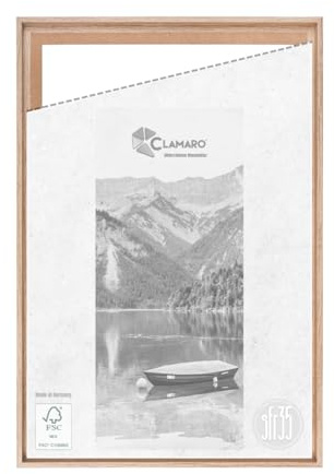 CLAMARO 'SFR35' Shadow Joint Frame for 68 x 98 cm Stretcher Frame Light Oak MDF Wood Picture Frame for Stretcher Frame Canvas Includes Hanger and Mounting Material