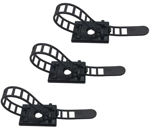Aczyqws 25-Piece Adhesive Cable Ties, Black Nylon Zip Ties with Sticky Pads, Adjustable and Reusable, Strong and Durable, Optional Screw Mounts