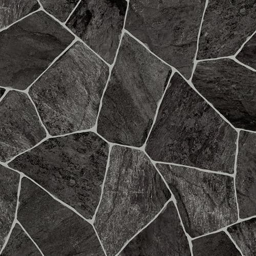 Grey Modern Stone Effect Anti-Slip Vinyl Flooring for Kitchen, Bathroom, & Living Room, 2.8mm Thick Cushion Backed Vinyl Sheet, 5 Years Warranty-3 X 3 mt