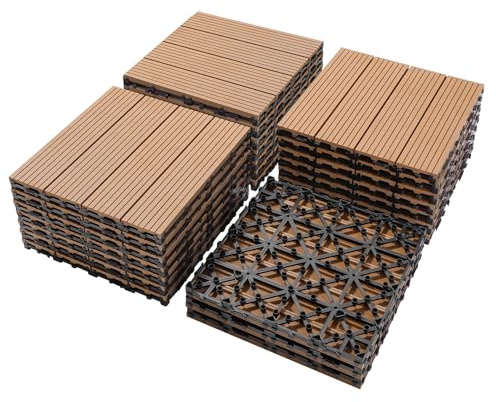 Essential for Outdoor Decoration: 20 11.8 * 11.8 inch Wood Plastic Floor Tiles, Capable of Laying 2784.8 Square inches, with a Long Service Life for Terrace and Balcony Deck Tiles