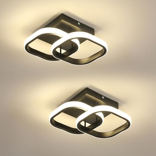 Comely 2 Packung LED Deckenleuchten Modern, 24W 2700LM Kleine Quadratische LED Deckenleuchte, Innenbeleuchtung für Schlafzimmer, Wohnzimmer, Gang, Natürliches Licht 4500K, Negro, 24cm
