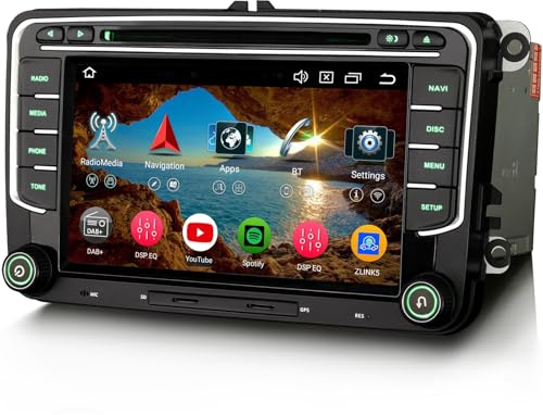Android 14 DVD Autoradio GPS Navigator für VW Passat B6 Golf 5 Golf 6 Tiguan Touran Jetta T5 Skoda Seat 7 Zoll Touchscreen Unterstützt CarPlay WiFi 4G Bluetooth 5.0 A2DP Canbus 4GB+64GB 8-Kern