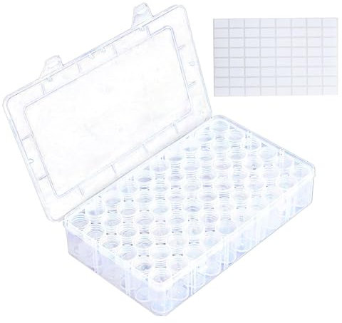 Jeruytgh Pflanzensamenbehälter, Kernel-Organizer-Box, Pip-Aufbewahrung, Gitter-Design, inklusive 64 Etiketten-Aufklebern, 60 Schlitzen/24 Schlitzen, um Ihnen zu helfen, jeden Samentyp und Jede