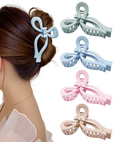 WELROG 4 Stück Haarklammer Damen Elegante Haarspangen mit Schleife Haarklammer Groß Dickes Haar Hair Clips for Women