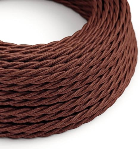 LEDSone Vintage Braided Cable 3 Meters, 3 Core Brown Antique Twisted Woven Silk Lighting Cable Flexible Fabric Wire, 6mm DIY Electrical Cord for DIY, Pendant Lights and Lighting Appliances