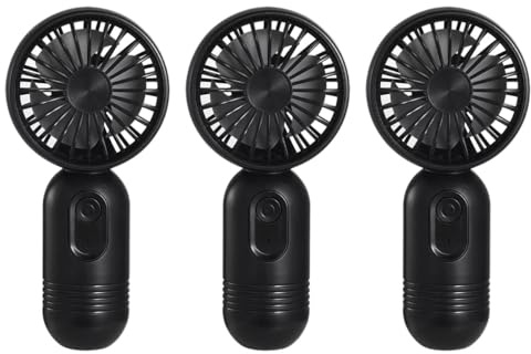 Lot de 3 mini ventilateurs portables légers à piles avec 3 vitesses et ventilateur à cils rechargeable par USB pour filles, enfants, femmes, hommes, bureau, extérieur, voyage, camping