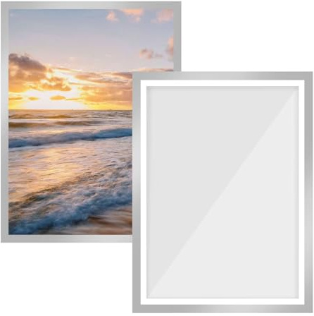 CAAGGMM Cadre de Peinture Diamant, 2 Pièces 30 x 40 cm Cadre photo Magnétique Amovible, Accessoires pour la Peinture Diamant, pour Maison, Mur, Porte, Réfrigérateur(Argent)